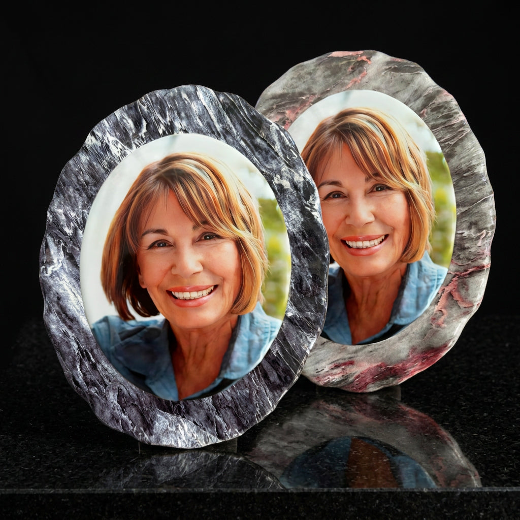 Ceramic -Oval with Marble print border.