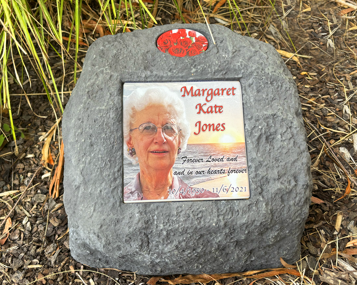 Memorial Rock with Ceramic Plaque